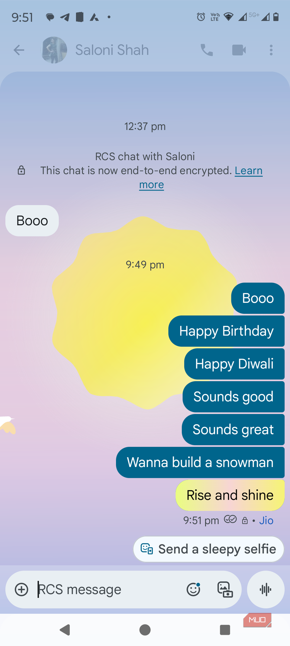 Анимация «Rise and shine» в Google Messages