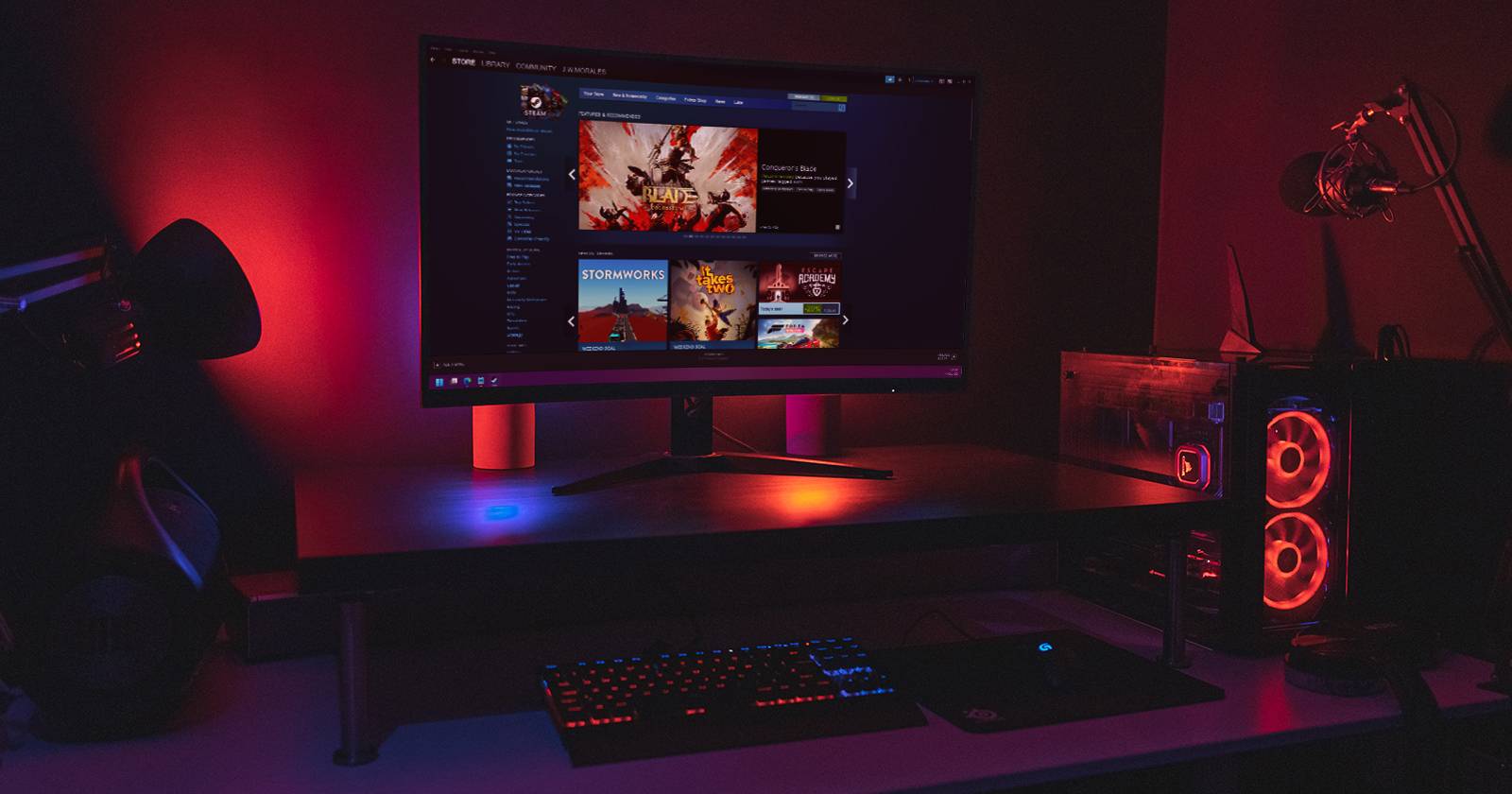 Игровой ПК с открытым клиентом Steam