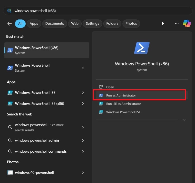 Запуск PowerShell от администратора в Windows 11