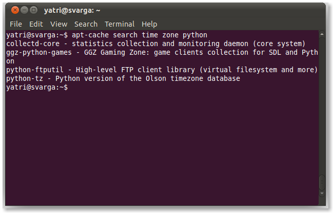 Результаты поиска пакетов в APT