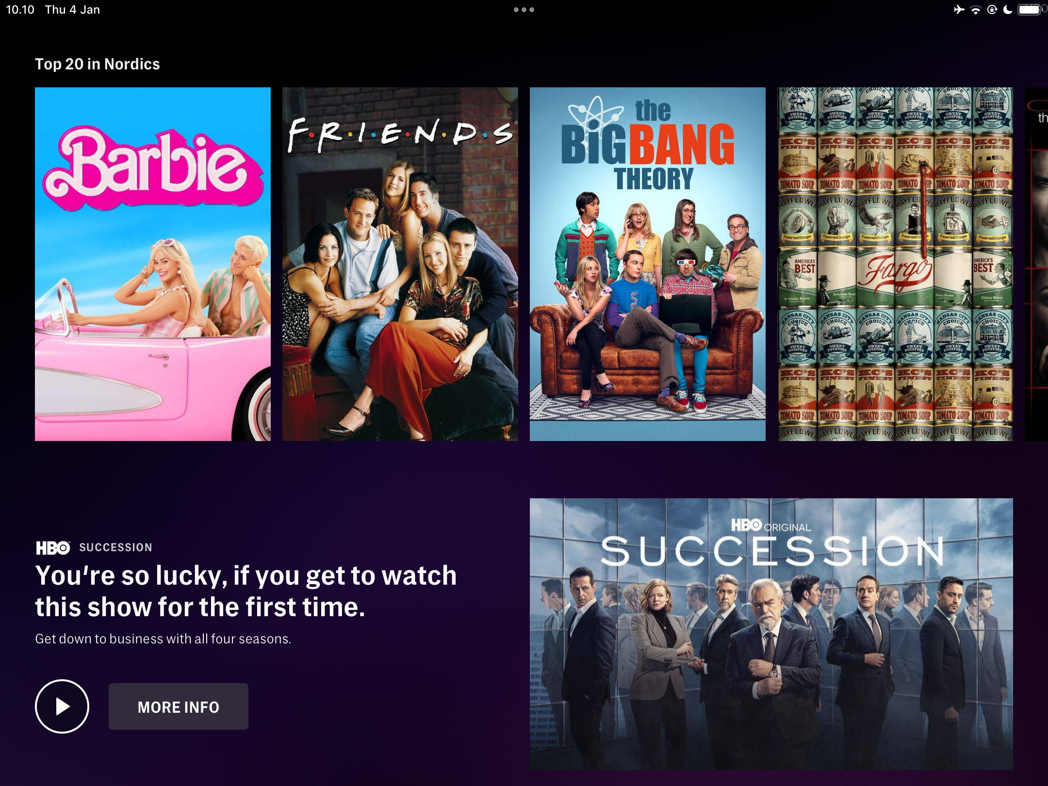 Перечень предложений доступных в подписке Max