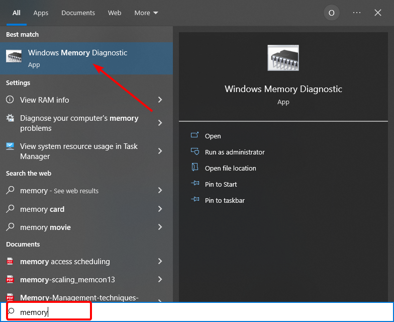 Утилита проверки памяти Windows