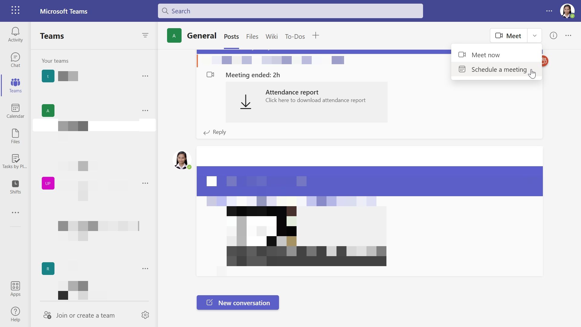 Планирование встречи в Microsoft Teams из канала команды