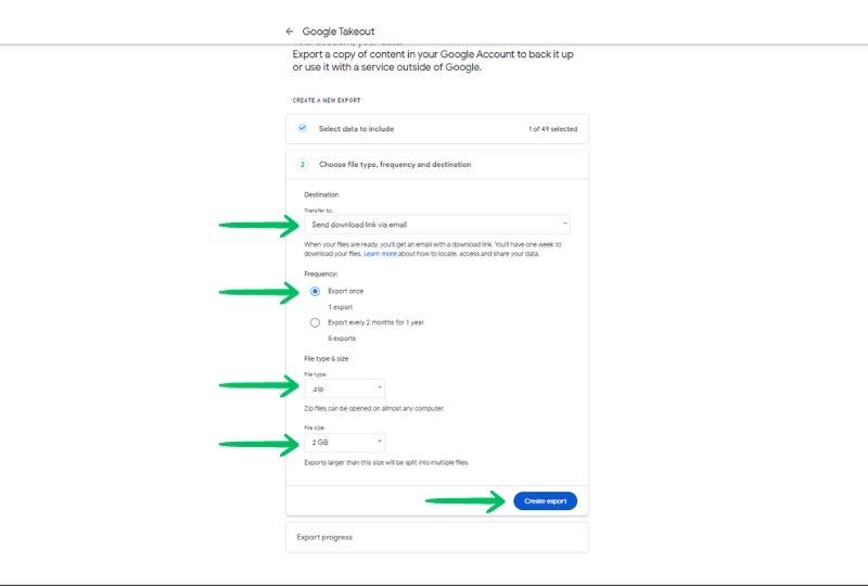 Уведомление о готовности экспорта в Takeout
