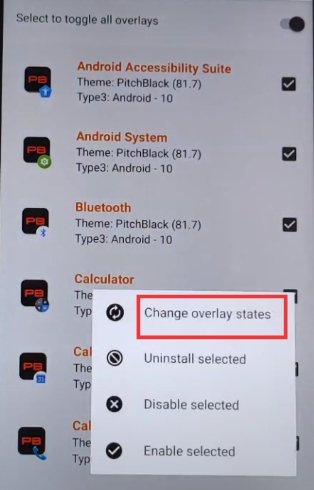 Подтверждение смены состояний оверлеев и перезагрузка SystemUI
