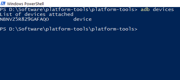 ADB успешно подключился в PowerShell.