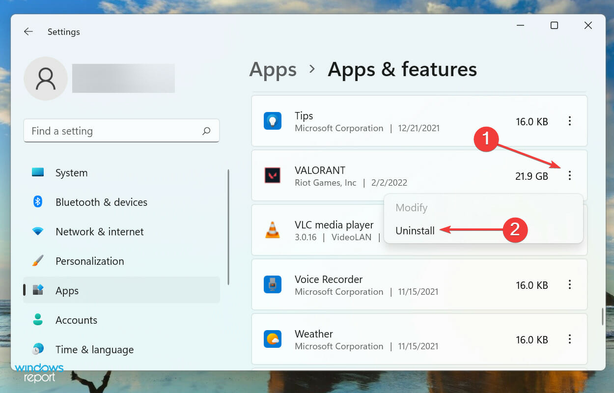 Удалите Valorant