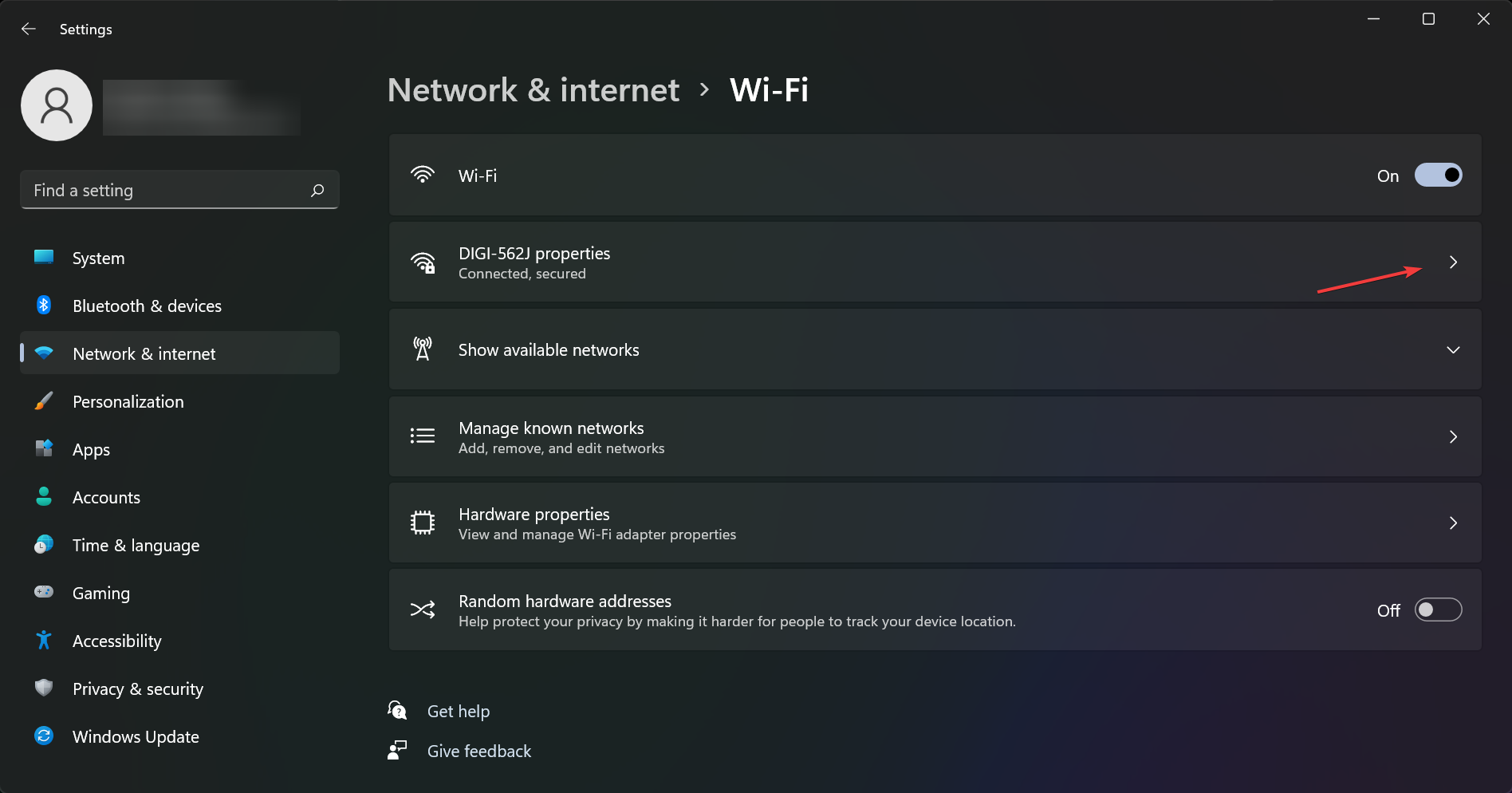 Свойства адаптера сети