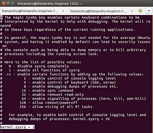 Конфигурация параметра kernel.sysrq в Ubuntu