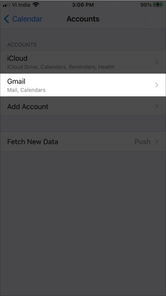 Экран iPhone: параметры учётной записи — действия