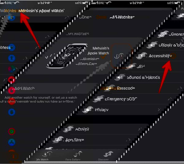 Экран отвязки Apple Watch в приложении Часы