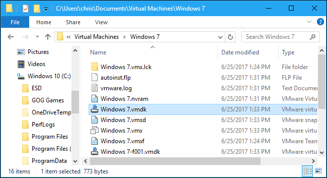 Папка виртуальной машины с основным файлом .vmdk