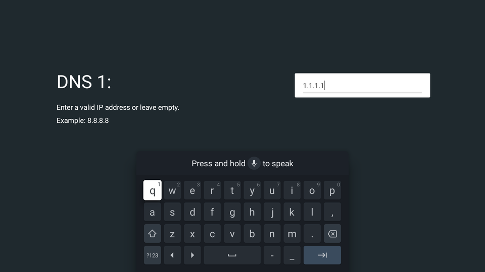 ввод DNS сервера Cloudflare на устройстве