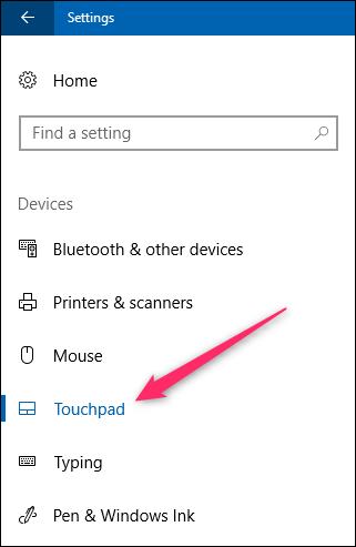Настройки тачпада в Параметрах Windows