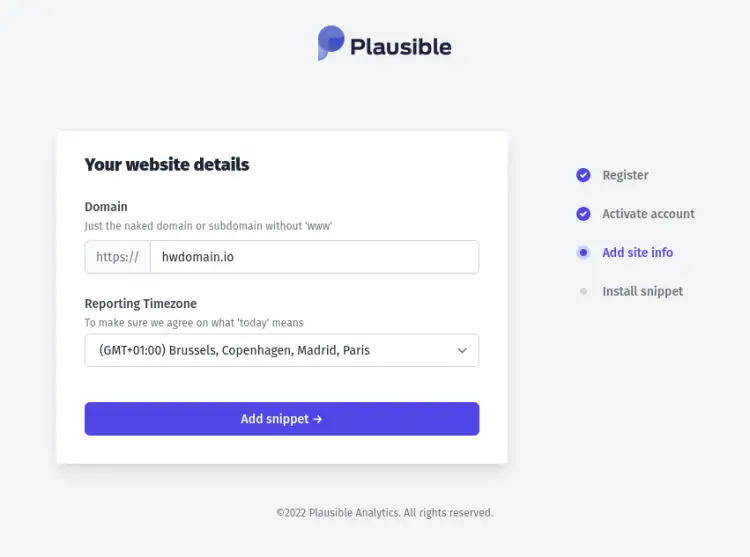 Добавление сайта — шаги