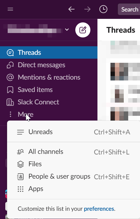 Schermata che mostra come navigare alla sezione App in Slack