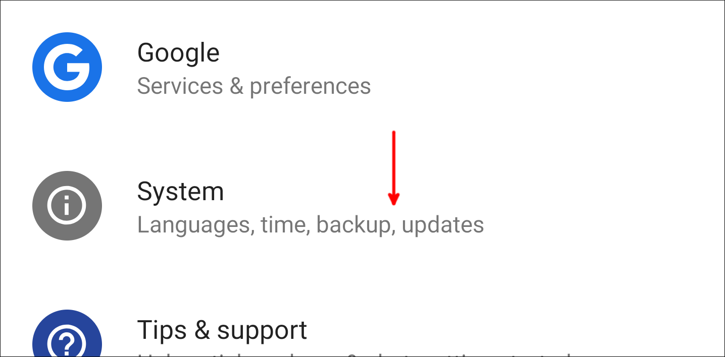 Параметры системы Android