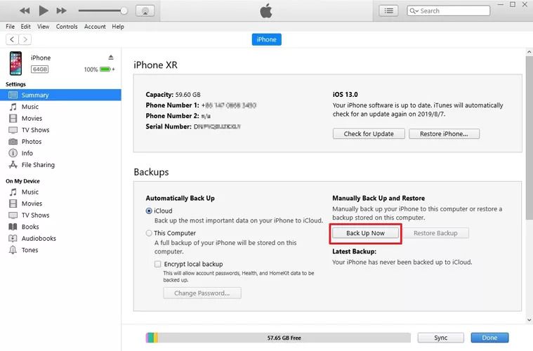 iPhone: резервное копирование через iTunes
