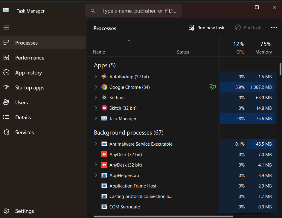 Завершение задачи через Диспетчер задач