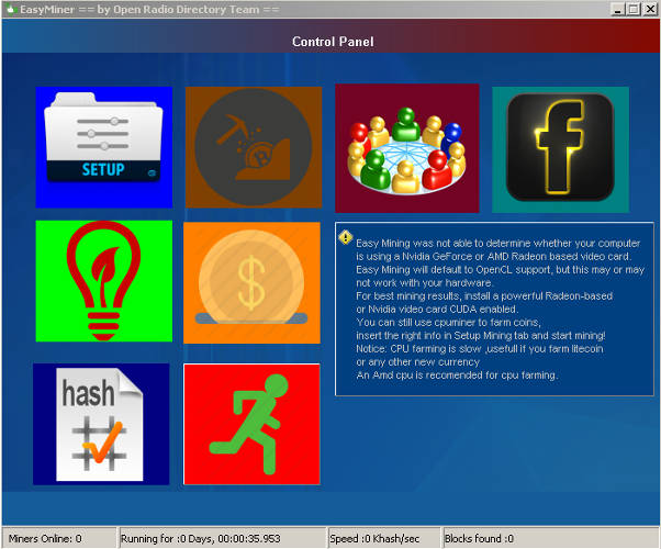 скриншот GUI-программы для майнинга
