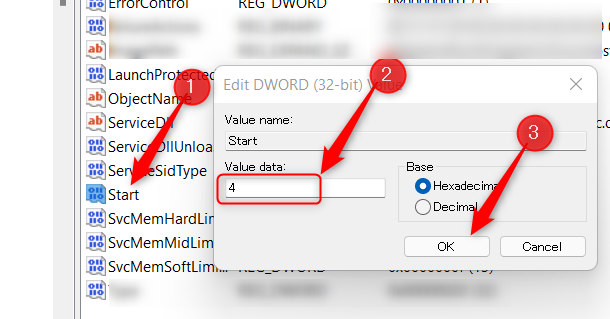 Измените значение Value Data на 4.