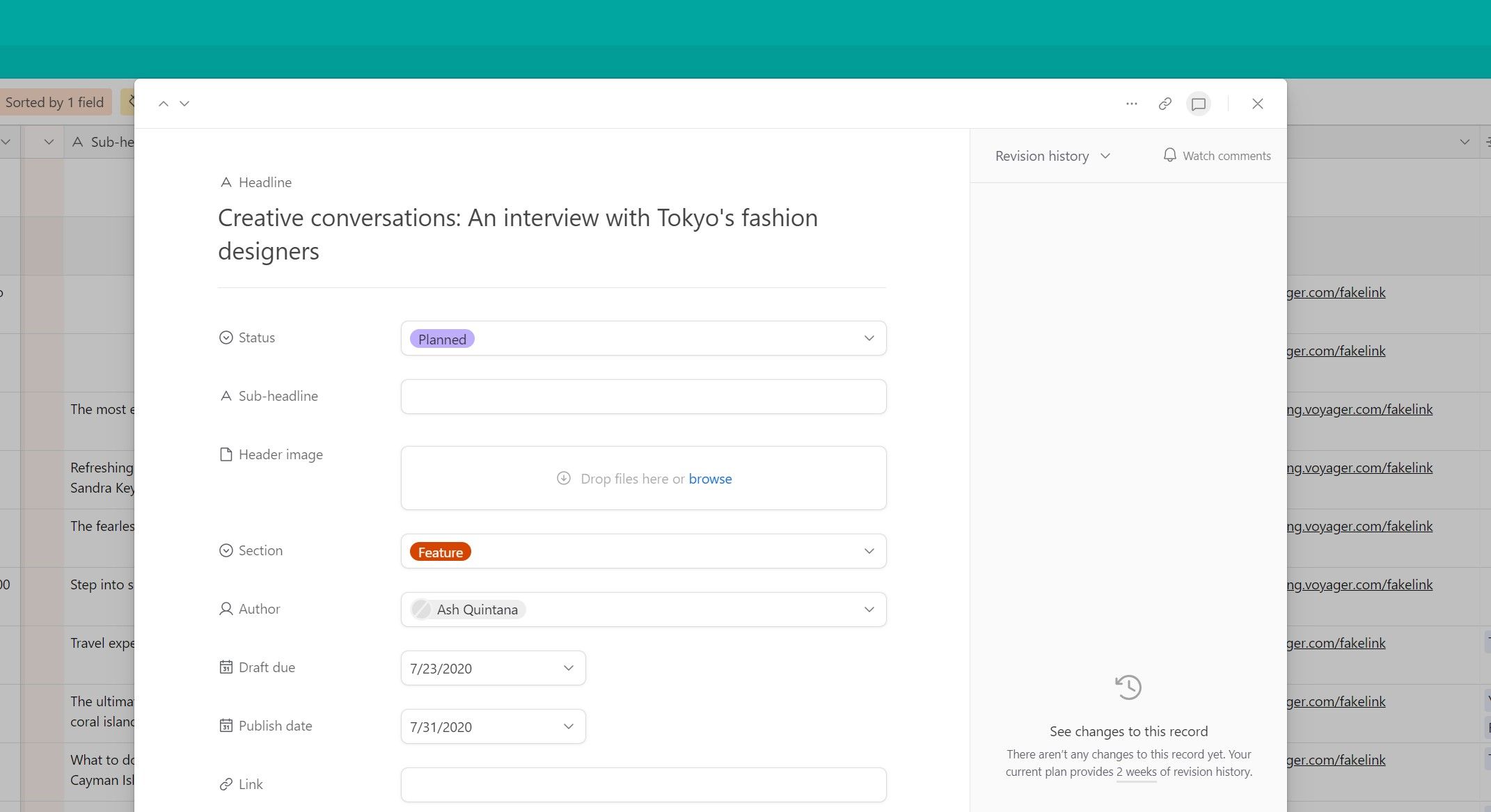 Добавление вложения внутри записи