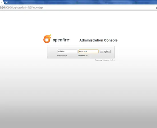 Pantalla de inicio de sesión de Openfire