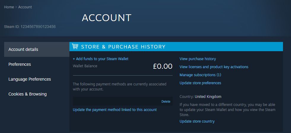 скрин с указанием Steam ID в данных аккаунта