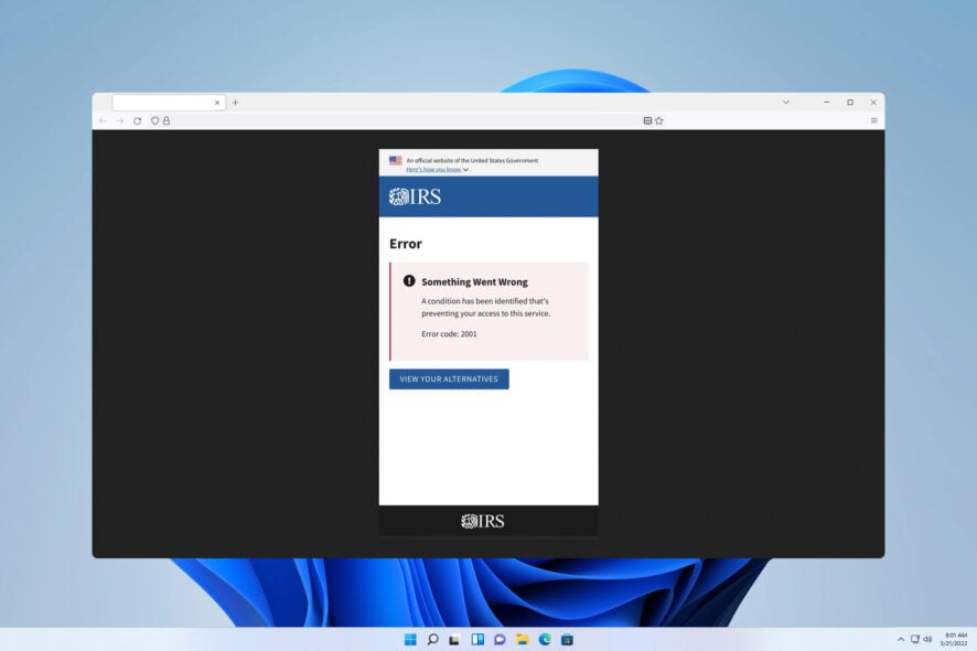 Ошибка 2001 IRS: причины и решения