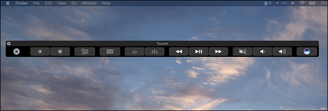 Графическое изображение виртуальной клавиатуры Touch Bar для захвата фрагмента экрана