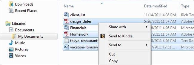 Интеграция Send to Kindle в контекстном меню Windows