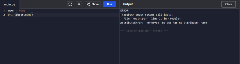 Esempio di AttributeError in Python.