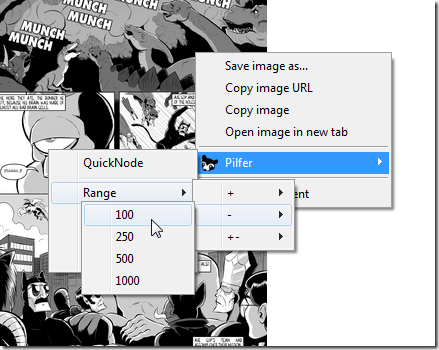 Скриншот: страница результатов Pilfer с найденными изображениями