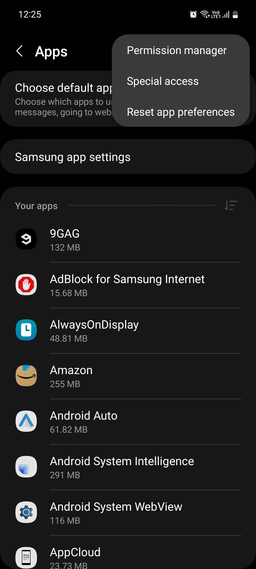 Меню Приложения в One UI