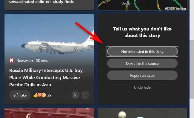 Если новость не нравится, нажмите «X» и укажите причину.