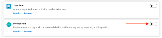 Click Toggle To Enable Momentum Extension