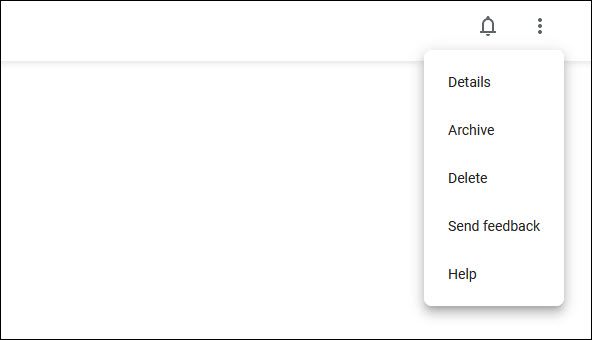 Меню опций в разговоре Messages for Web.