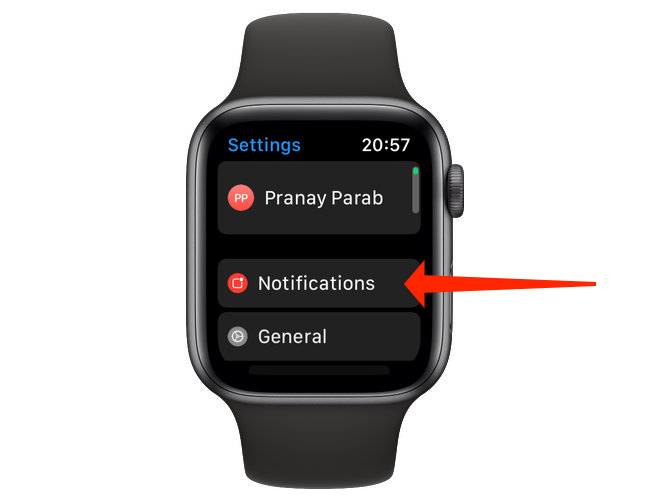 В разделе настроек Apple Watch откройте «Уведомления».