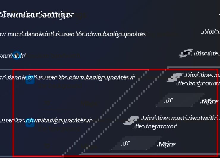 Ограничьте абсолютную пропускную способность для фоновых и передних загрузок.