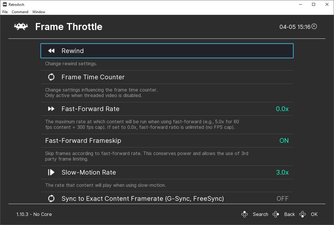 Параметры Rewind: глубина и память