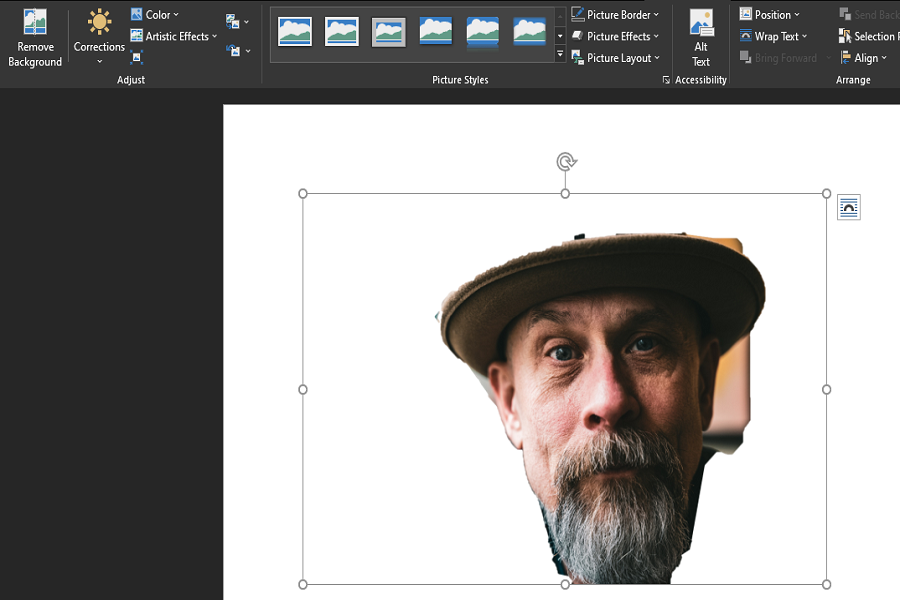 Результат удаления фона — объект на прозрачном фоне в Microsoft Word