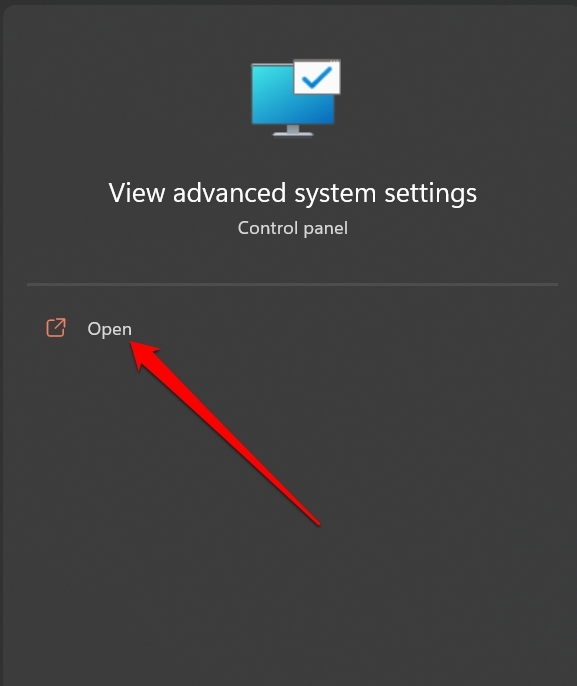 открыть дополнительные параметры системы