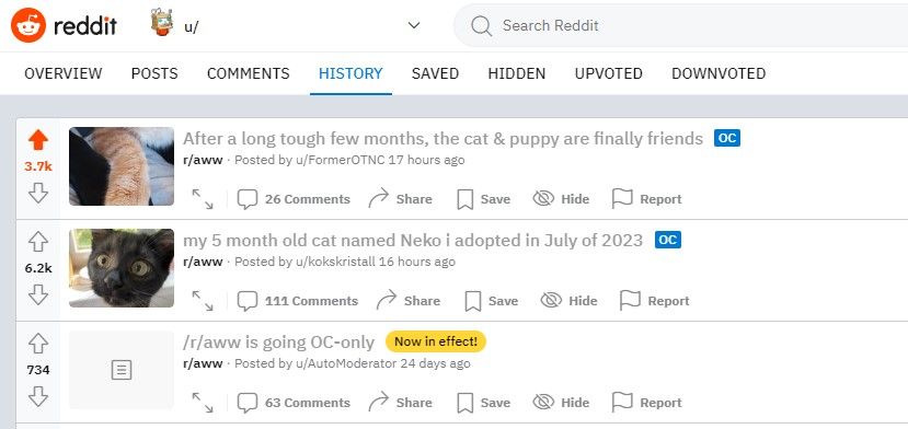 История просмотров на сайте Reddit