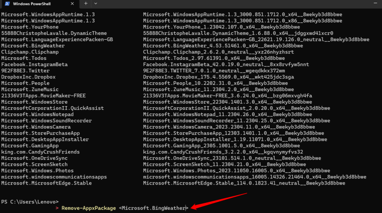 Удаление системного приложения через PowerShell