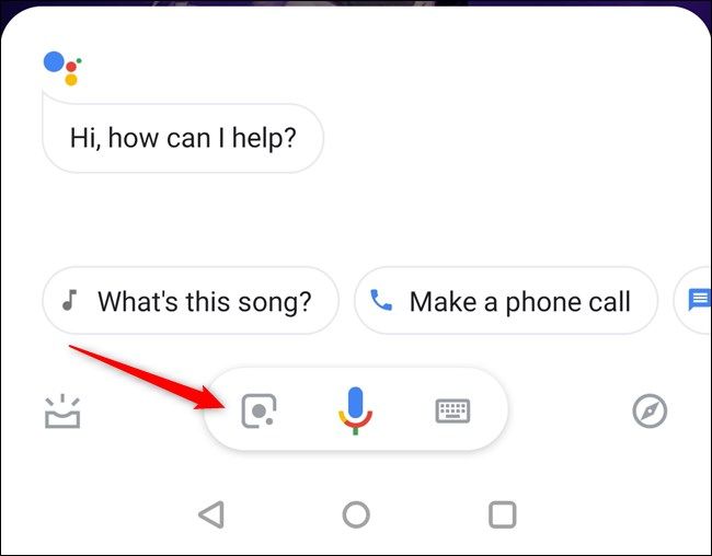 Кнопка Google Lens в Assistant на экране