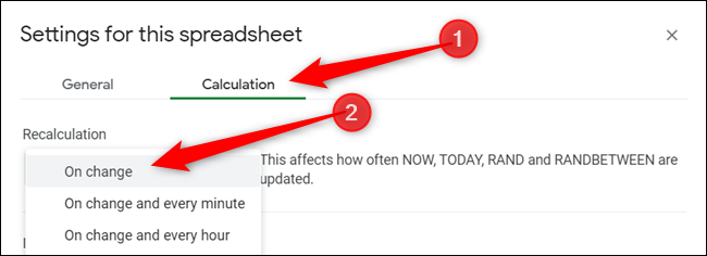 Change the recalculation interval from File > Spreadsheet settings, click on