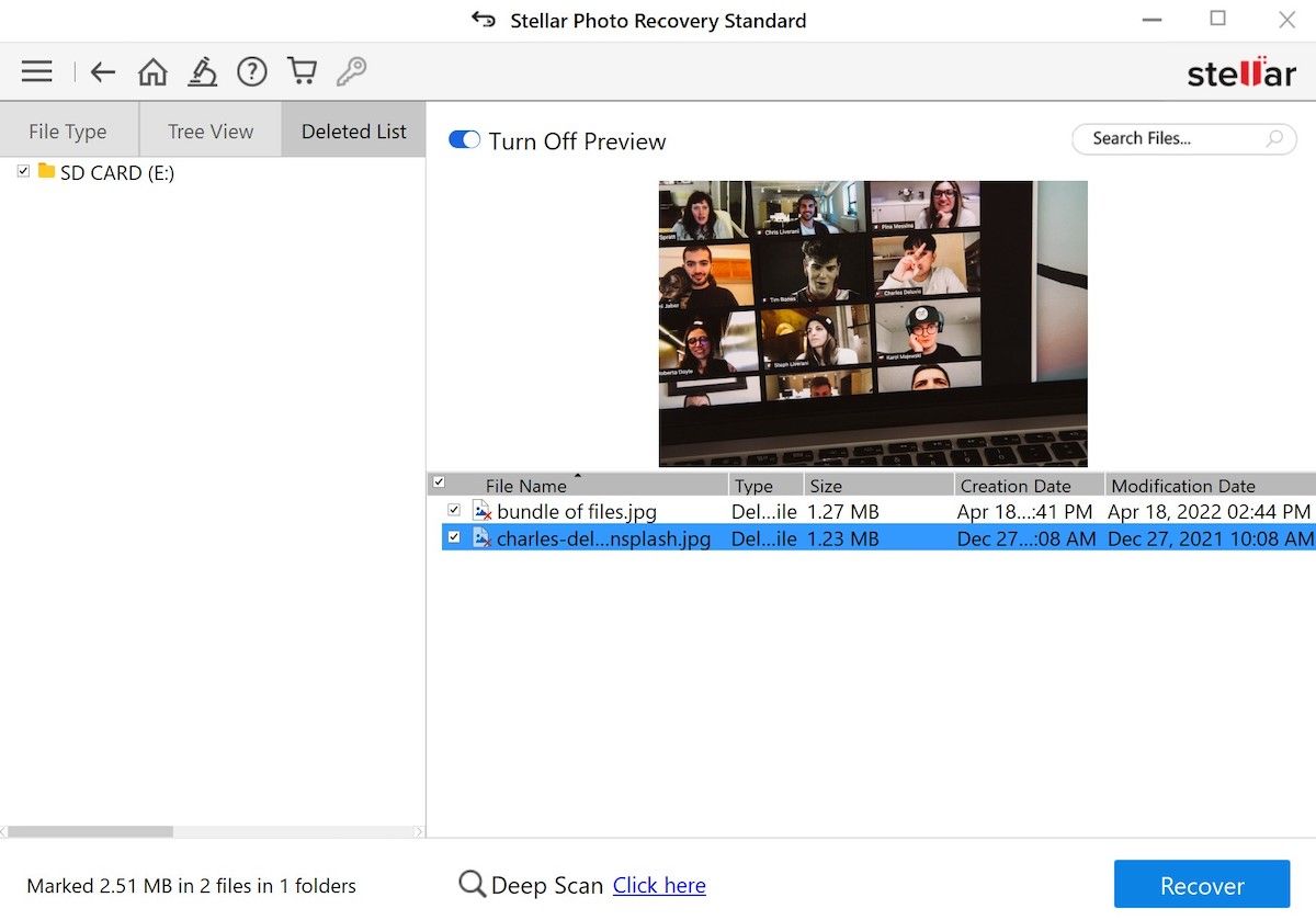 Пример восстановления удалённых фото