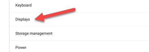 Пункт «Дисплеи» в настройках устройства