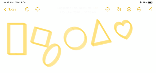 Несколько идеальных фигур в приложении «Заметки»