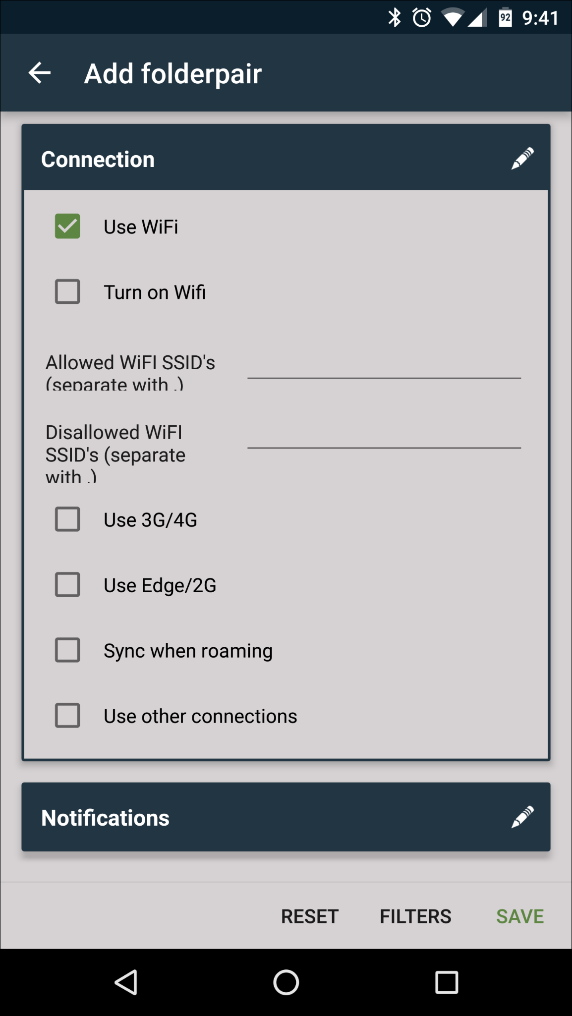 Параметры подключения